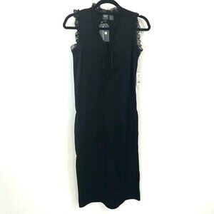 W by Worth Black Knit Ruffle-Trim Sleeveless Dress